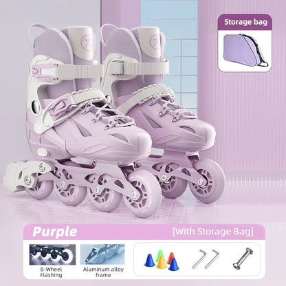Adjustable Kids Inline Skate Light Up Wheels Beginner Roller Blades for Boy/ Girl