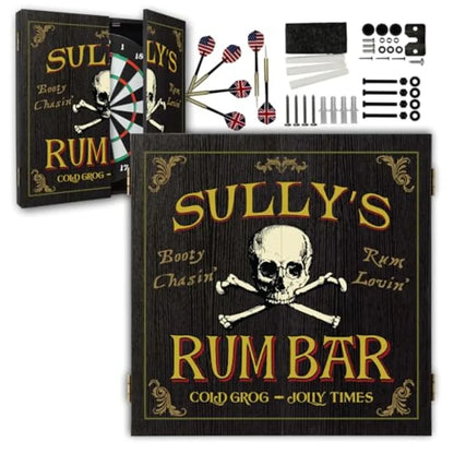 Personalized Dartboard and Cabinet Set with 6 Steel Tip Darts f