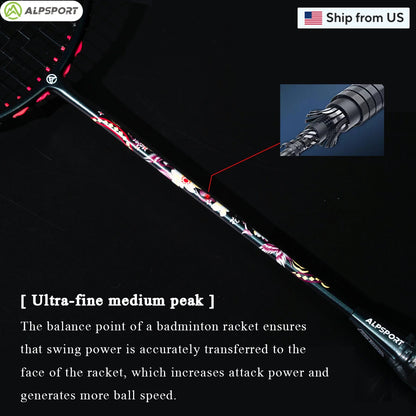 ALP HQ 6U Ultralight Offensive Professional Carbon Fiber Badminton Racket 35 Lbs Original Imported Racket Training ALPSPORT USA