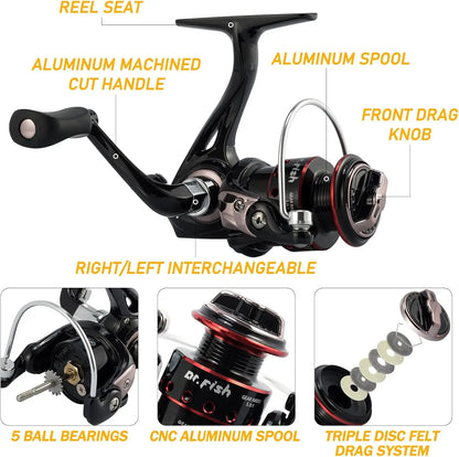 Complete Ice Fishing Rod Reel Combo Kit with Backpack Seat and Lures