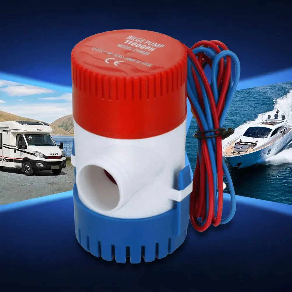 1100GPH Submersible Bilge Pump 12V Submersible Bilge Water Pump Low Noise Marine Electric Bilge Pump for Fishing Boats RV Marine