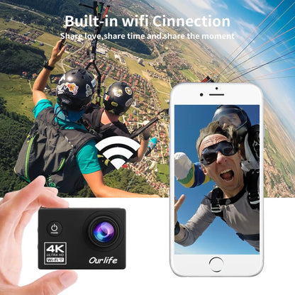 Action Camera Ultra HD 4K30FPS 16.0MP Wi-Fi 2.0" Screen
