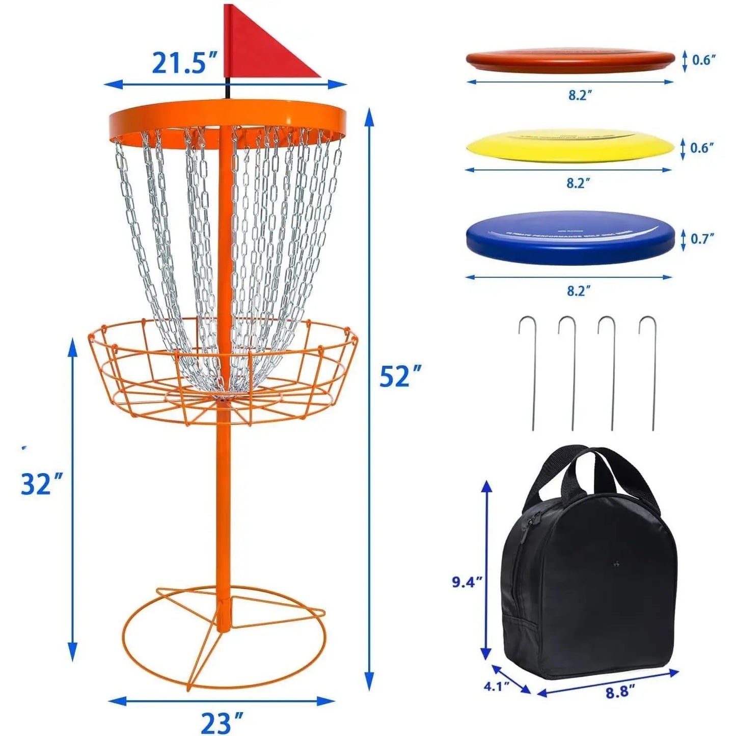 Disc Golf Basket with Discs |