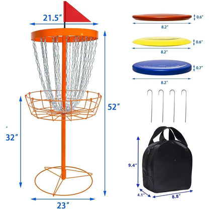 Disc Golf Basket with Discs |