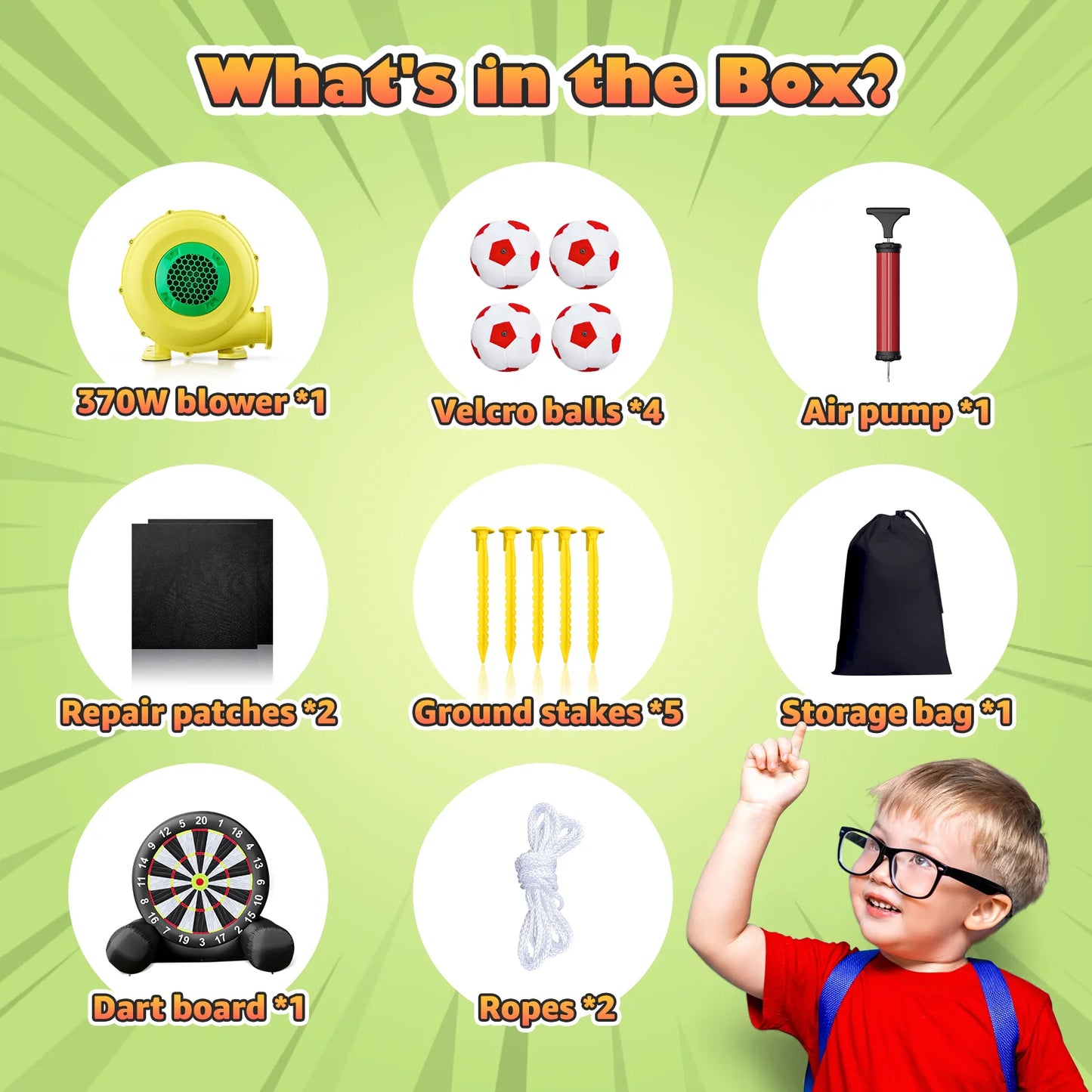 10.8ft Giant Outdoor Inflatable Soccer Darts Board with Soccer Balls & Blower