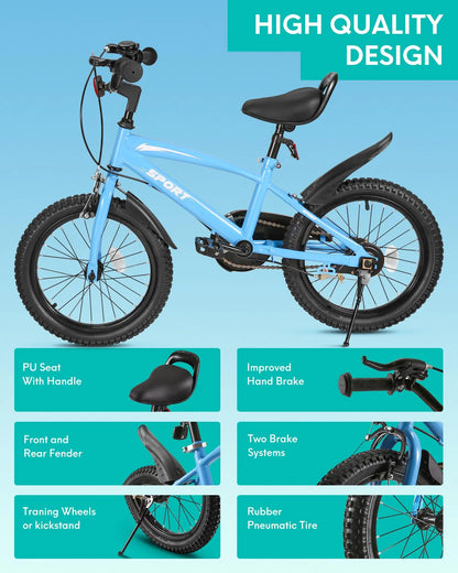 Kids Bike with Training Wheels & Kickstand