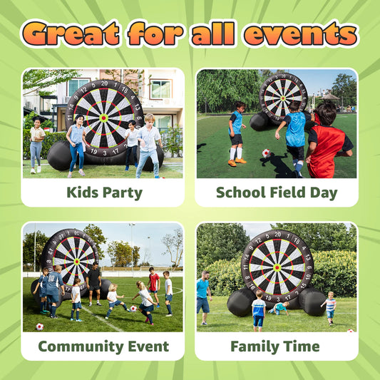 10.8ft Giant Outdoor Inflatable Soccer Darts Board with Soccer Balls & Blower