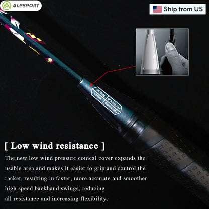 ALP HQ 6U Ultralight Offensive Professional Carbon Fiber Badminton Racket 35 Lbs Original Imported Racket Training ALPSPORT USA