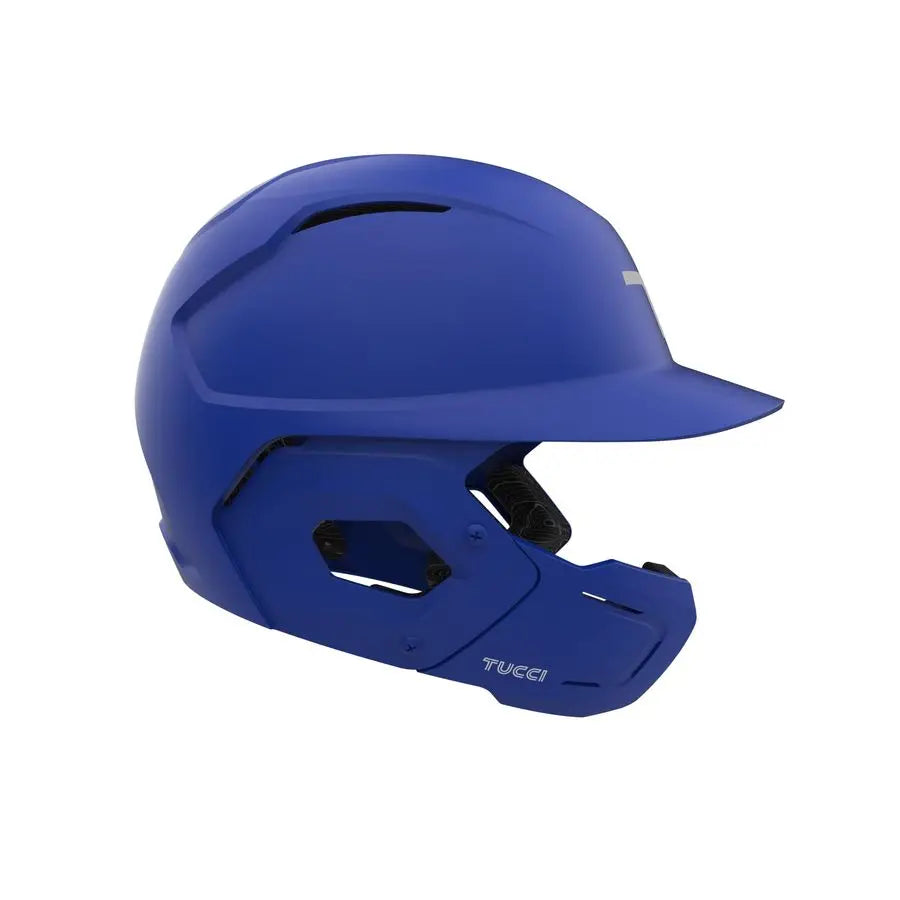 Potenza Batting Helmet with Jaw Flap, L XL, Matte True Royal Blue, LeftHanded Hitter