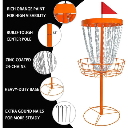 Disc Golf Basket with Discs |