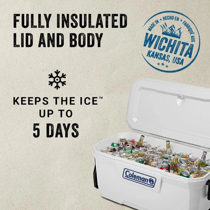 Marine Cooler with Fully Insulated UV Guard Lid Body Keeps Ice for 3+ Days Great for Boating Fishing 52qt/100qt Wheeled/120qt O