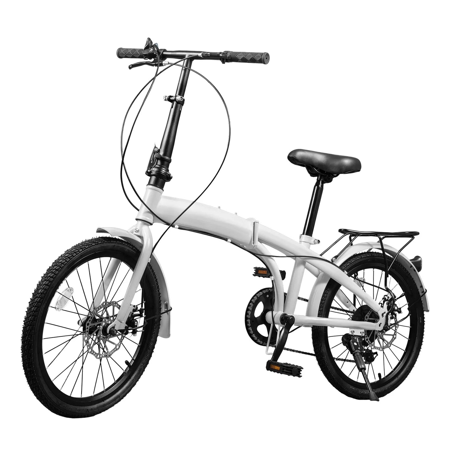 20 Inch Folding Bike 7 Speed Gears High Carbon Steel Frame Adjustable Seat Portable Bicycle for Adults