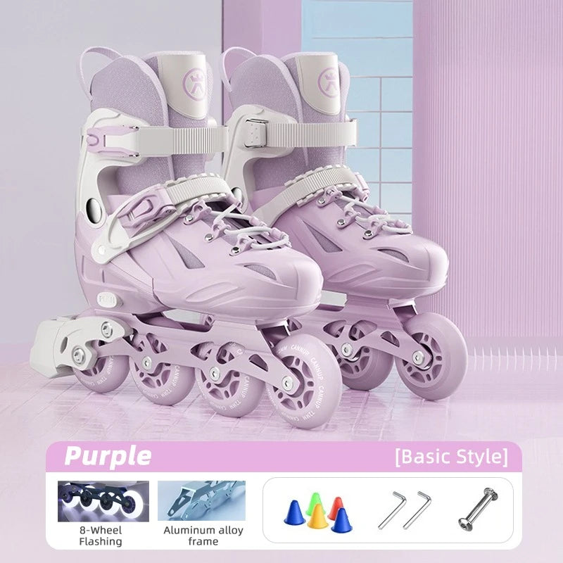 Adjustable Kids Inline Skate Light Up Wheels Beginner Roller Blades for Boy/ Girl
