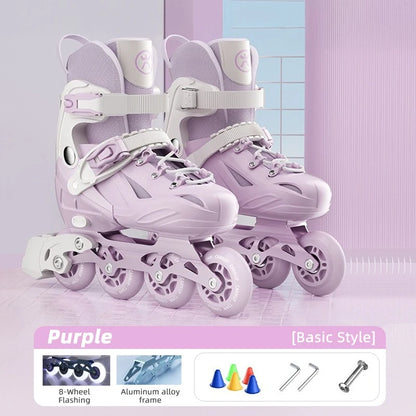 Adjustable Kids Inline Skate Light Up Wheels Beginner Roller Blades for Boy/ Girl