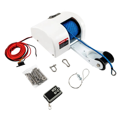 12V 45LBS Boat Electric Anchor Winch With Remote Wireless Controller Corrosion resistant Boat Anchor Wench White