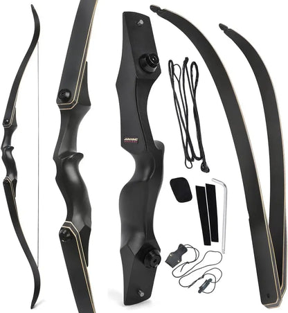 58/60 Inch Archery Takedown Recurve Bow for Adults/Youth 25-65Lbs American Hunting Bow Magnesium Alloy Metal Riser Right Handed