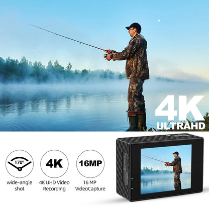 Action Camera Ultra HD 4K30FPS 16.0MP Wi-Fi 2.0" Screen