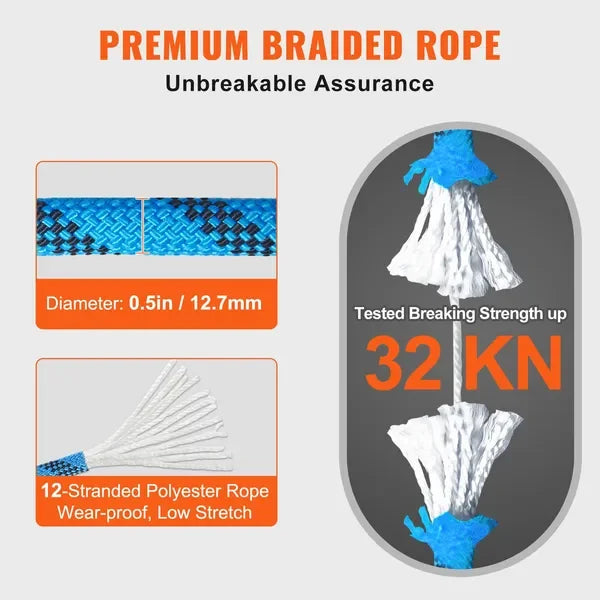 12.7mm Static Climbing Rope, 38M(125ft)