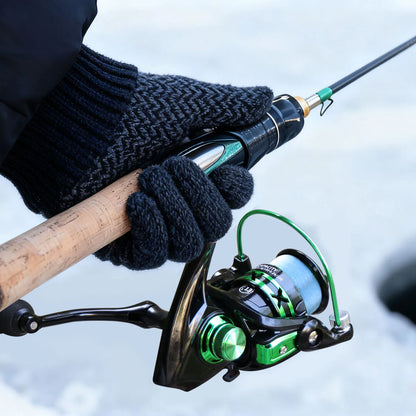 Ice Fishing Rod Reel Combo ,Carbon Fiber ICE Rod and 5.2:1 Speed Gear Ratio Spinning Reel