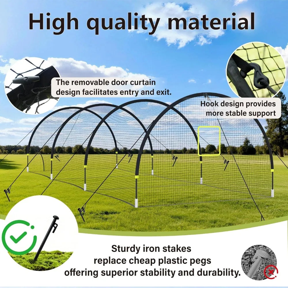 Portable Baseball Batting Cage 22FT/30FT with Pitching Machine Hole, Fiberglass Poles & Carry Bag