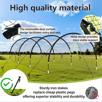 Portable Baseball Batting Cage 22FT/30FT with Pitching Machine Hole, Fiberglass Poles & Carry Bag