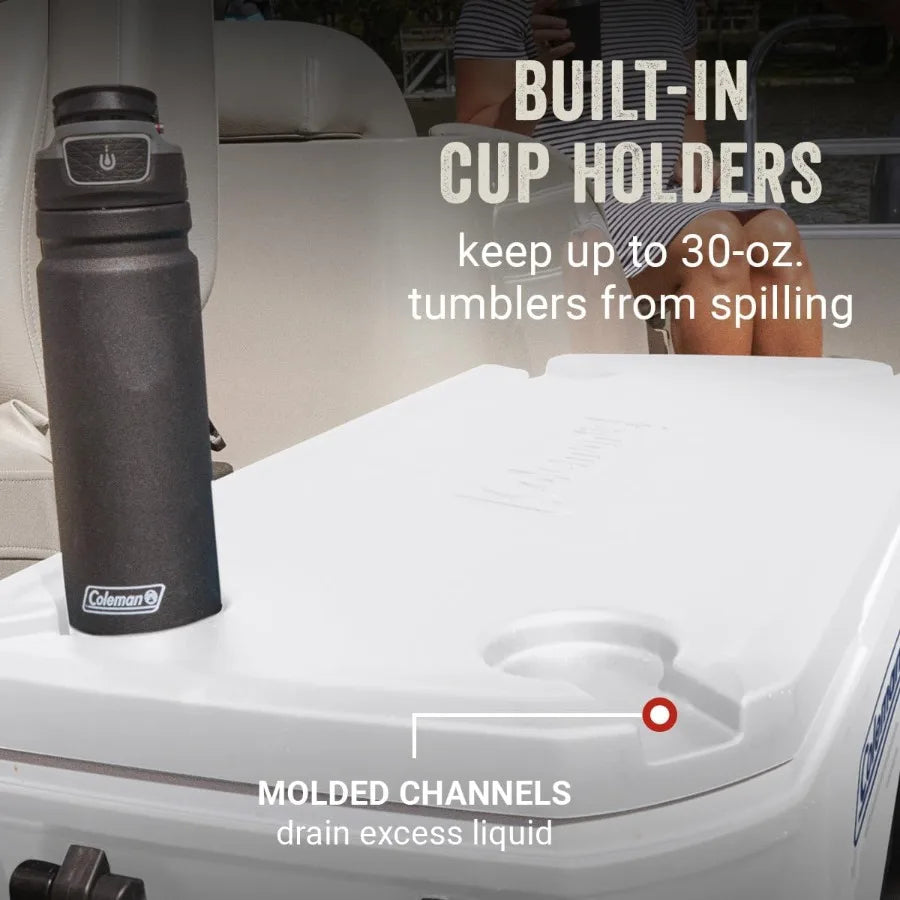 Marine Cooler with Fully Insulated UV Guard Lid Body Keeps Ice for 3+ Days Great for Boating Fishing 52qt/100qt Wheeled/120qt O