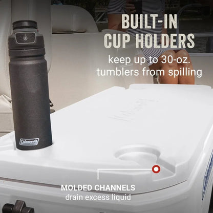 Marine Cooler with Fully Insulated UV Guard Lid Body Keeps Ice for 3+ Days Great for Boating Fishing 52qt/100qt Wheeled/120qt O