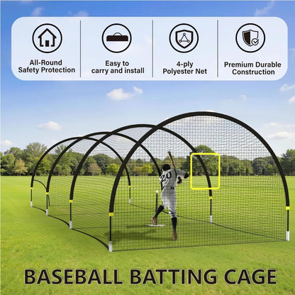 Portable Baseball Batting Cage 22FT/30FT with Pitching Machine Hole, Fiberglass Poles & Carry Bag