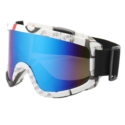 Large frame ski goggles with colored lenses