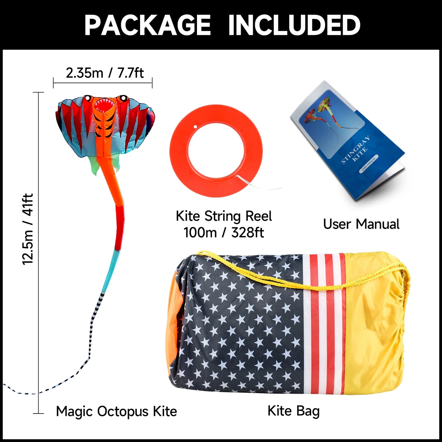 12.5M 3D 2-color Ray Soft Kite