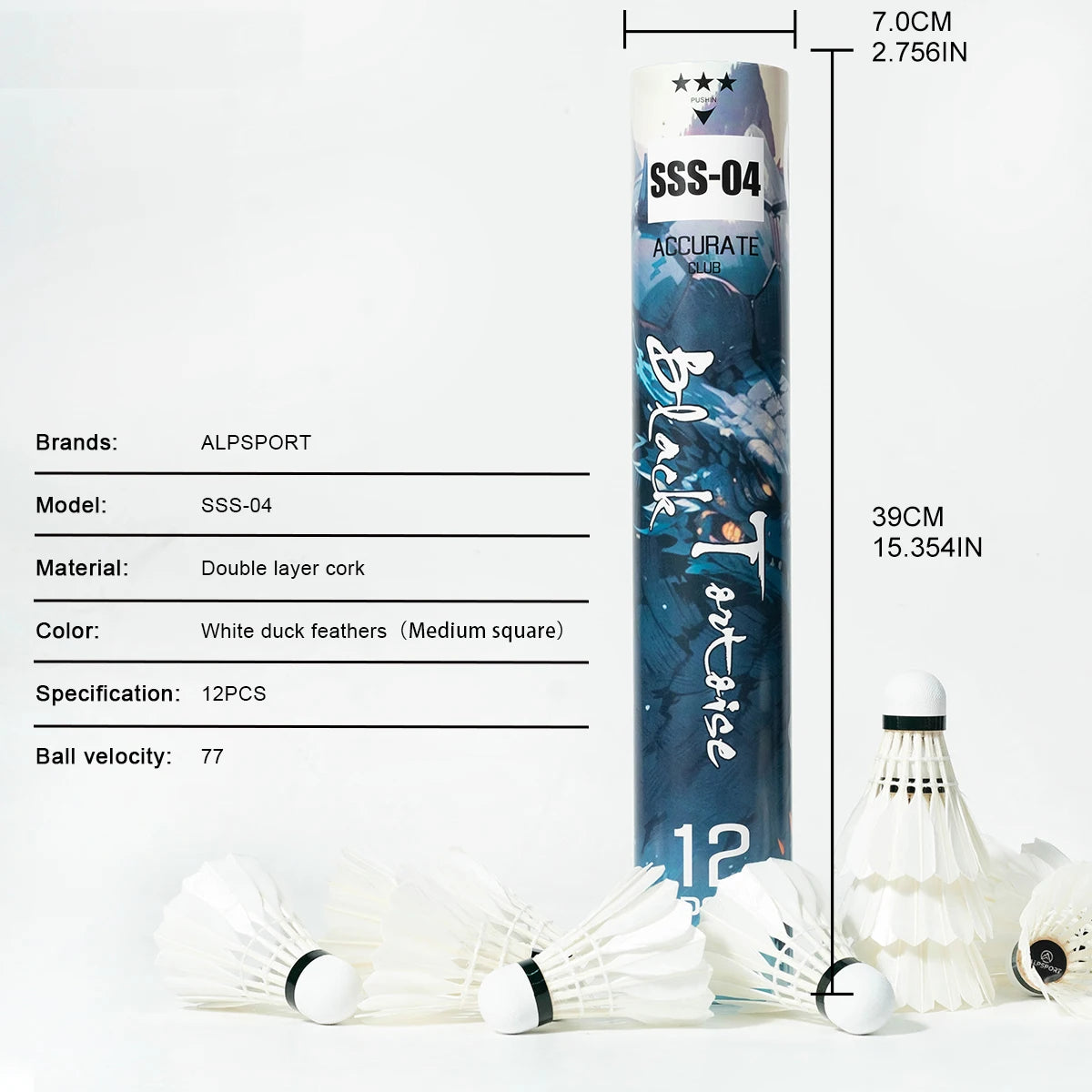 ALP 806 Badminton Shuttlecocks 12Pcs Black Goose Feather Badminton Balls for Training Badminton Sports 77 76 Speed Shuttlecock