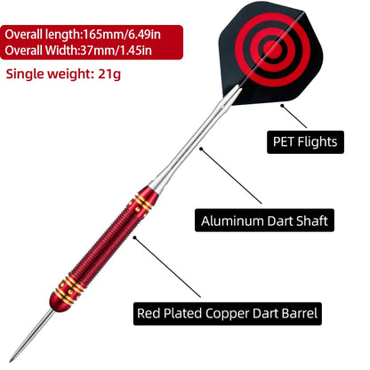 3 pcs 21g electroplated red copper darts