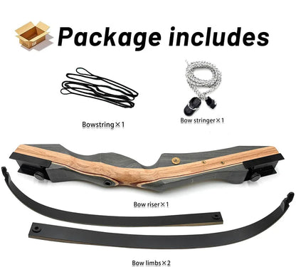 62" Wooden Takedown Recurve Bow Set 25-50lbs Right Hand