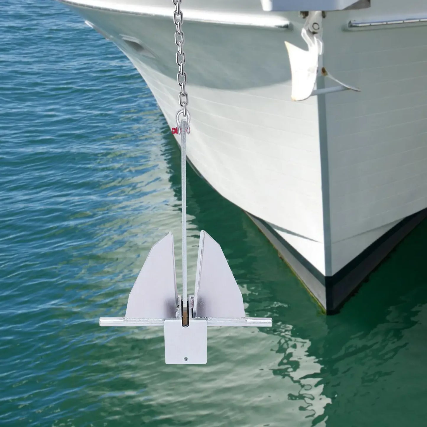 13LB Boat Anchor Kit – 6.6ft Galvanized Steel Chain & 98ft Rope,