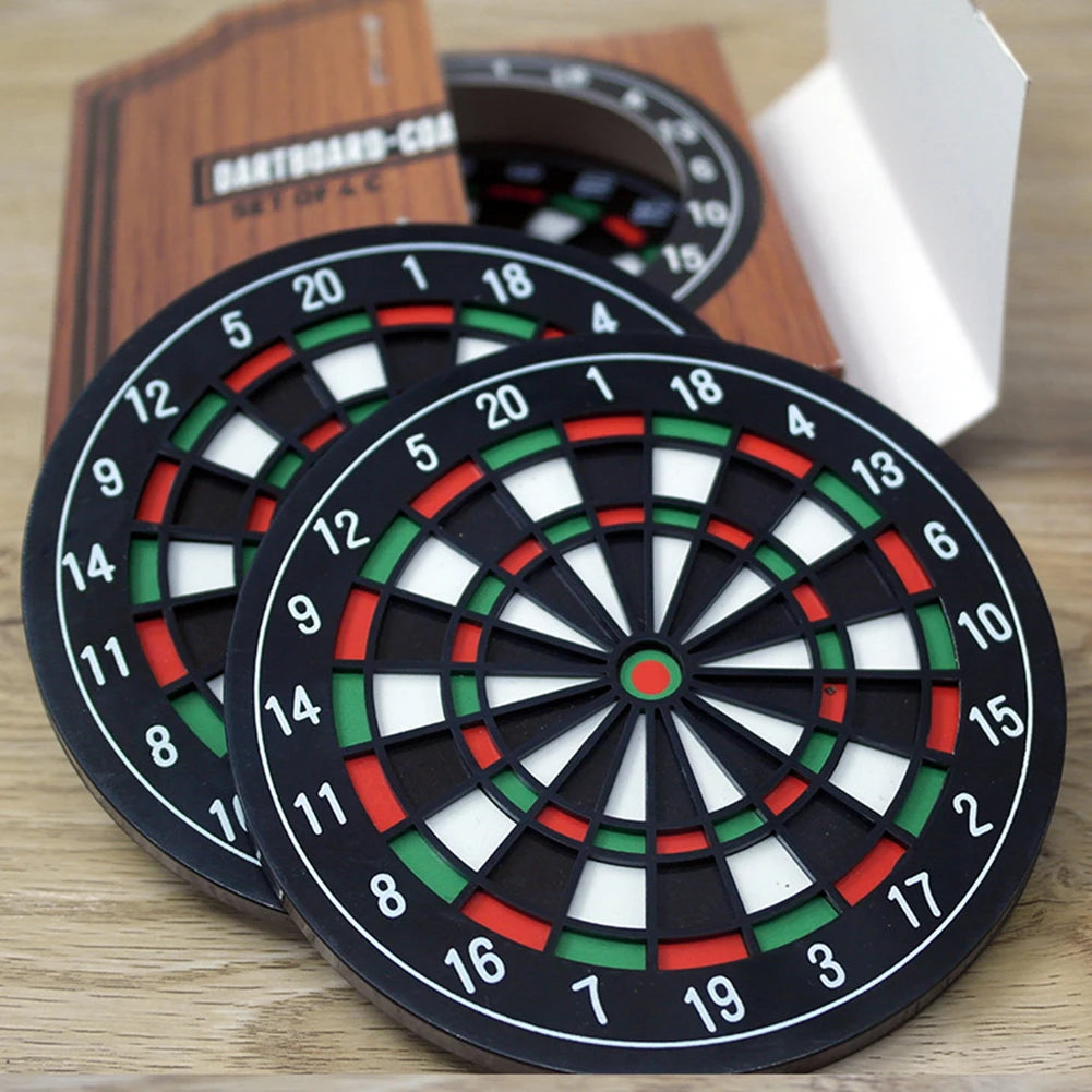 4Pcs Dart Board Shape Drinks Coasters