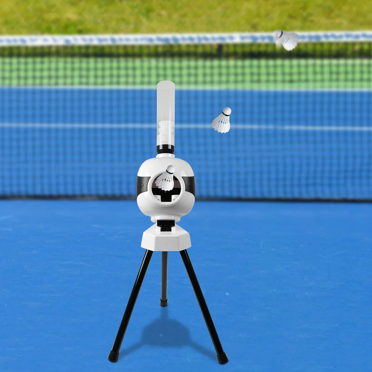 Automatic Badminton Serve Machine for Self Training, Portable Two Power Modes for Beginners Pitching for Indoor Outdoor use
