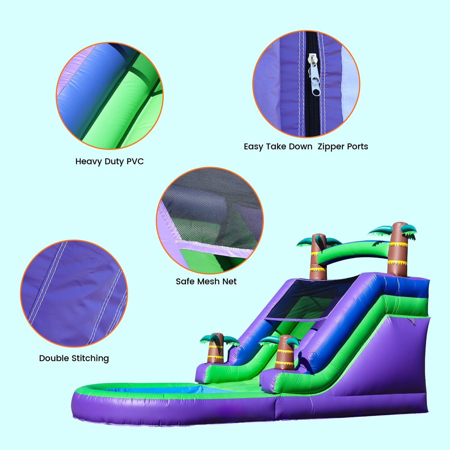 Giant Commercial  Inflatable Bounce House ,Tropical Water Slide for Kids