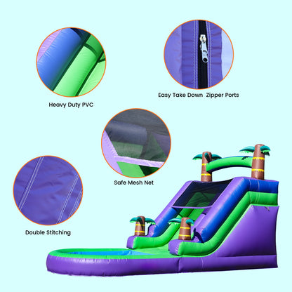 Giant Commercial  Inflatable Bounce House ,Tropical Water Slide for Kids