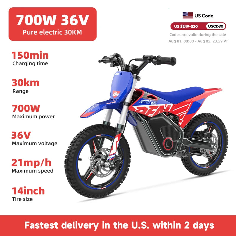 RFN E350 Kids Electric Dirt Bike – 36V 500W Off-Road Motorcycle, 18.6 mph, 11.2 Mile Range, 3-Speed Ride for Ages 4-8