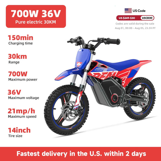 RFN E350 Kids Electric Dirt Bike – 36V 500W Off-Road Motorcycle, 18.6 mph, 11.2 Mile Range, 3-Speed Ride for Ages 4-8