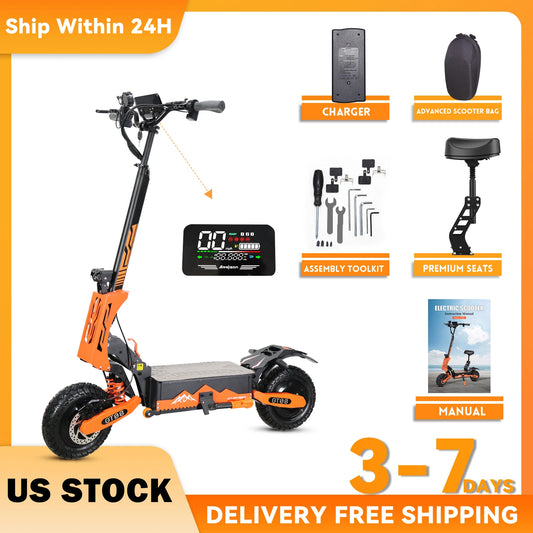 Arwibon 5600W Adult Electric Scooter Dual Motor Top Speed 46MPH,60V27AH, 11-inch Off-Road Tires Sport Folding eScooter with Seat