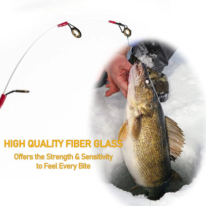 Complete Ice Fishing Rod Reel Combo Kit with Backpack Seat and Lures