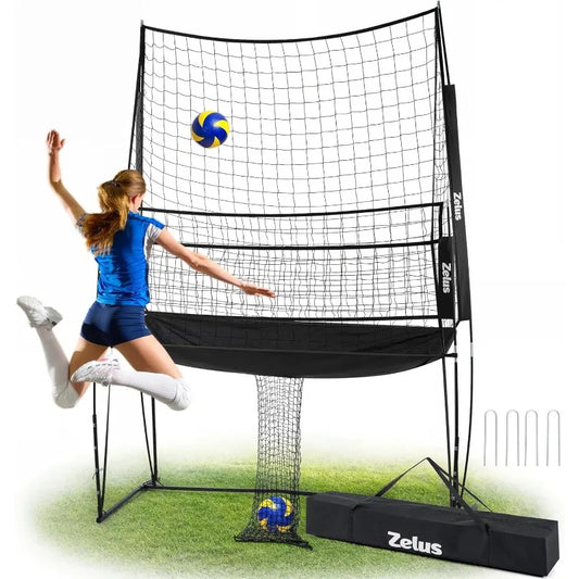 Volleyball Training Equipment, 11x8 ft Volleyball Practice Net Station with Adjustable Height & Ball Return