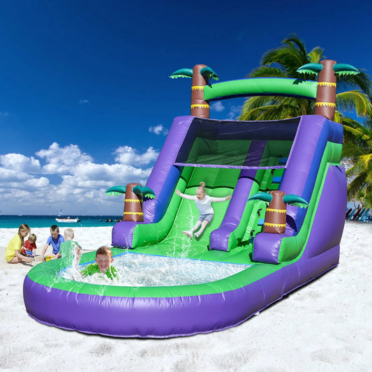 Giant Commercial  Inflatable Bounce House ,Tropical Water Slide for Kids