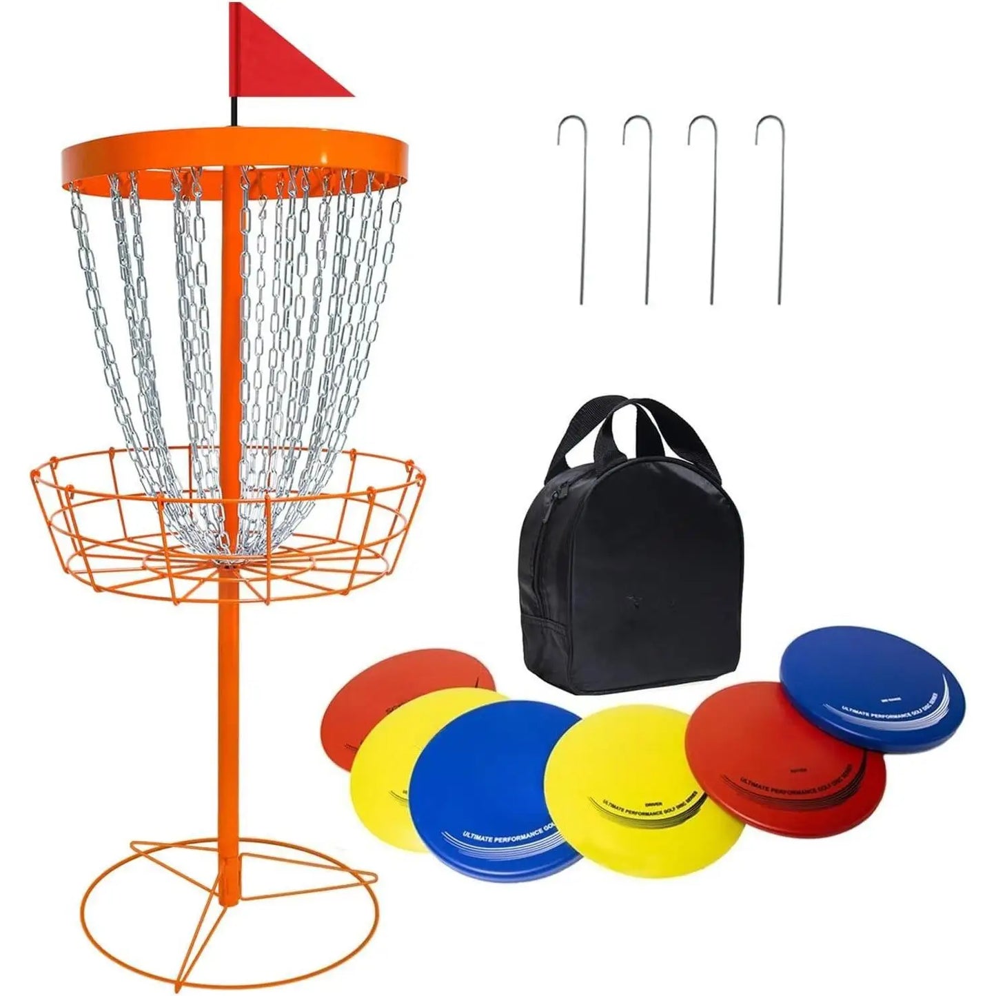 Disc Golf Basket with Discs |
