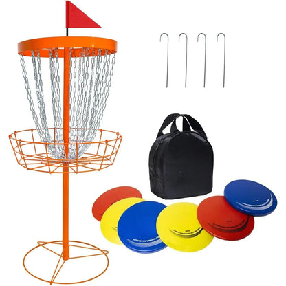 Disc Golf Basket with Discs |