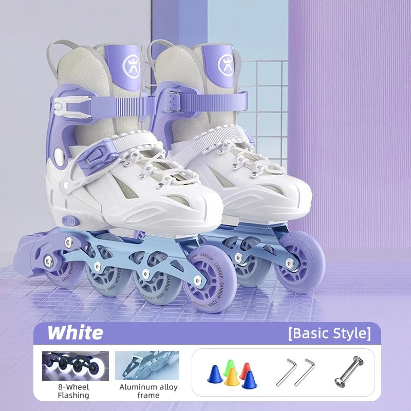 Adjustable Kids Inline Skate Light Up Wheels Beginner Roller Blades for Boy/ Girl