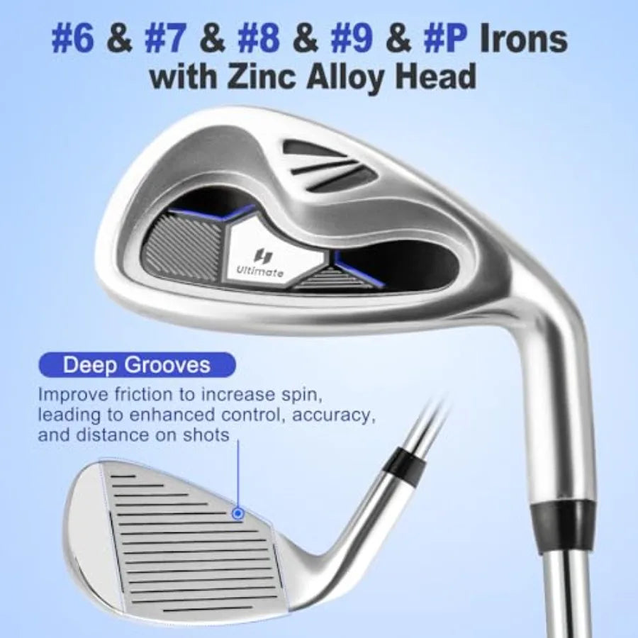 Men's Complete Golf Clubs Set with 460CC Driver Fairway Wood Hybrid Irons Putter Portable Regular Golf Club Pack