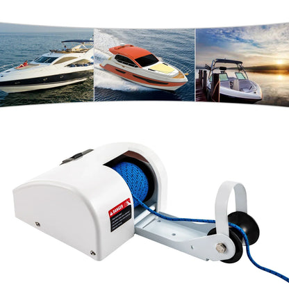 12V 45LBS Boat Electric Anchor Winch With Remote Wireless Controller Corrosion resistant Boat Anchor Wench White