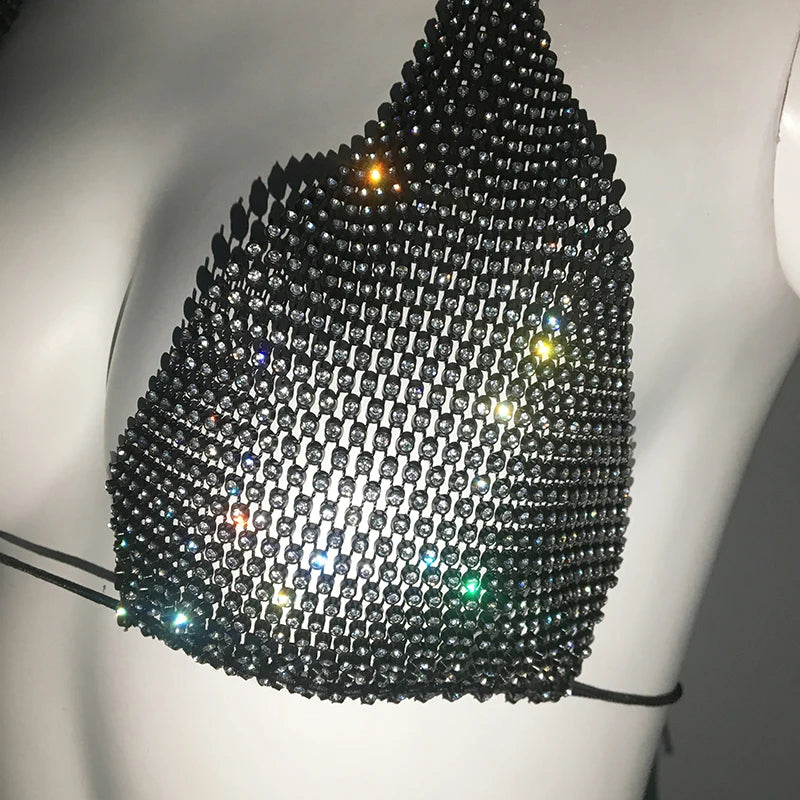 Fishnet Glitter Rhinestone Bikini Set